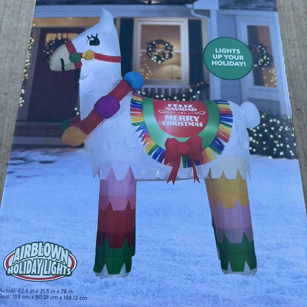 6.5 Foot Piñata Llama Holiday Living Christmas Lighted Airblown Yard Inflatable